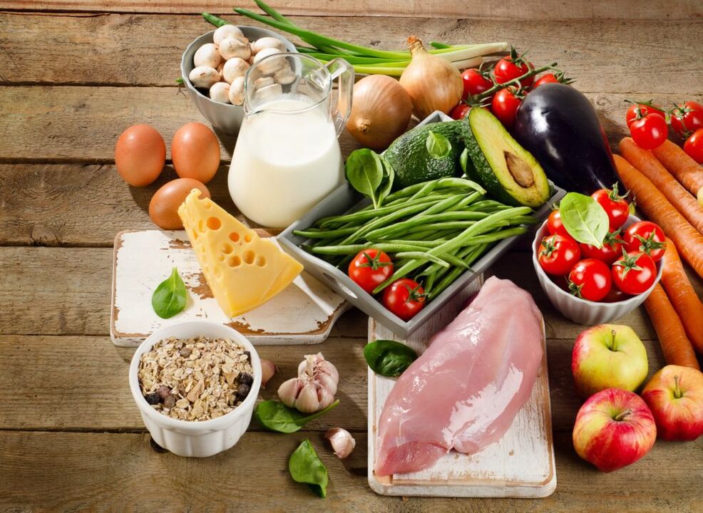 D'Varietéit vu Produkter erlaabt fir Leit mat Gastritis no der Diät Table 6. 